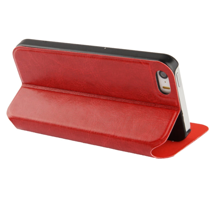 Crazy Horse Texture Leather Case with Call Display ID & Holder for iPhone 5 & 5s & SE & SE