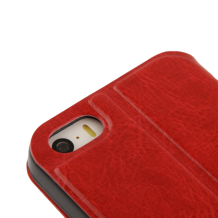 Crazy Horse Texture Leather Case with Call Display ID & Holder for iPhone 5 & 5s & SE & SE