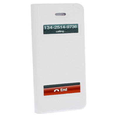 Ultrathin Lichee Texture Smart Pocket Callid Caller ID Leather Case Cover with Holder for iPhone 5 (White)