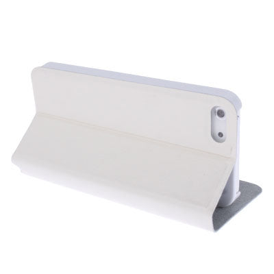 Ultrathin Lichee Texture Smart Pocket Callid Caller ID Leather Case Cover with Holder for iPhone 5 (White)
