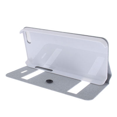 Ultrathin Lichee Texture Smart Pocket Callid Caller ID Leather Case Cover with Holder for iPhone 5 (White)