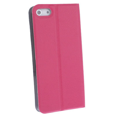Ultrathin Lichee Texture Smart Pocket Callid Caller ID Leather Case Cover with Holder for iPhone 5 (Magenta)
