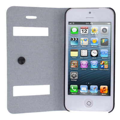 Ultrathin Lichee Texture Smart Pocket Callid Caller ID Leather Case Cover with Holder for iPhone 5 (Red)