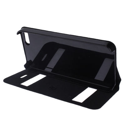 Ultrathin Lichee Texture Smart Pocket Callid Caller ID Leather Case Cover with Holder for iPhone 5 (Black)