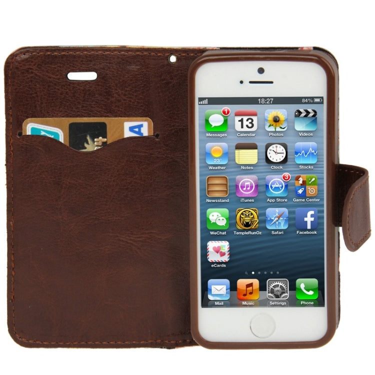 Denim Texture Peony Pattern Horizontal Flip Leather Case with Holder & Credit Card Slots for iPhone 5 & 5s & SE & SE (White)