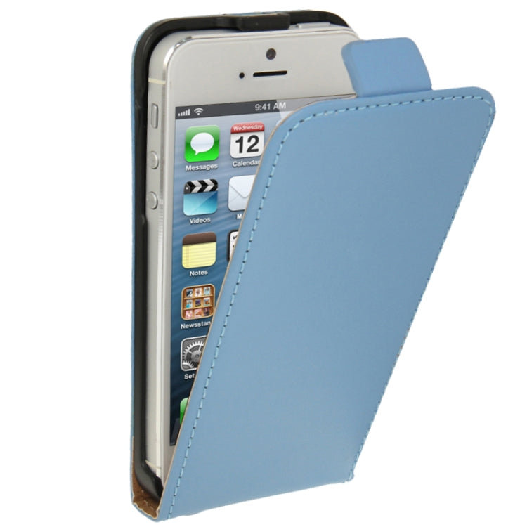 Economic Durable Genuine Leather Vertical Flip Case for iPhone 5 & 5s & SE (Blue)