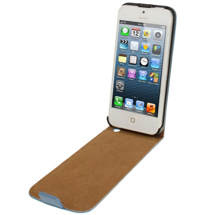 Economic Durable Genuine Leather Vertical Flip Case for iPhone 5 & 5s & SE (Blue)