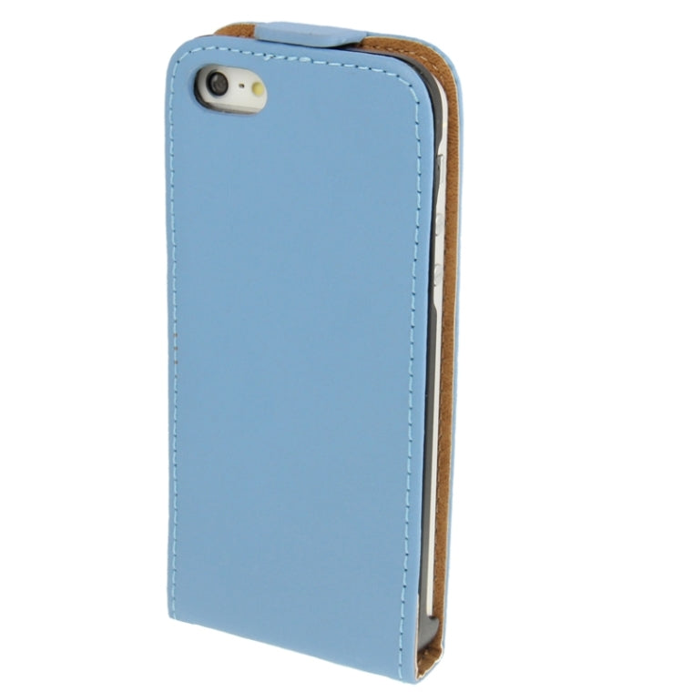 Economic Durable Genuine Leather Vertical Flip Case for iPhone 5 & 5s & SE (Blue)