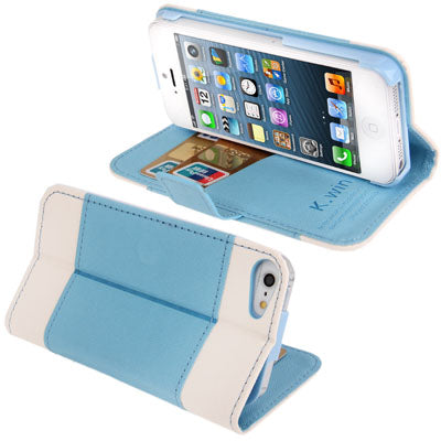 Level Open Leather Case with Holder & Credit Card Slots for iPhone 5