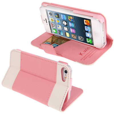 Level Open Leather Case with Holder & Credit Card Slots for iPhone 5