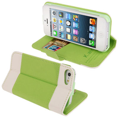 Level Open Leather Case with Holder & Credit Card Slots for iPhone 5
