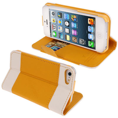 Level Open Leather Case with Holder & Credit Card Slots for iPhone 5