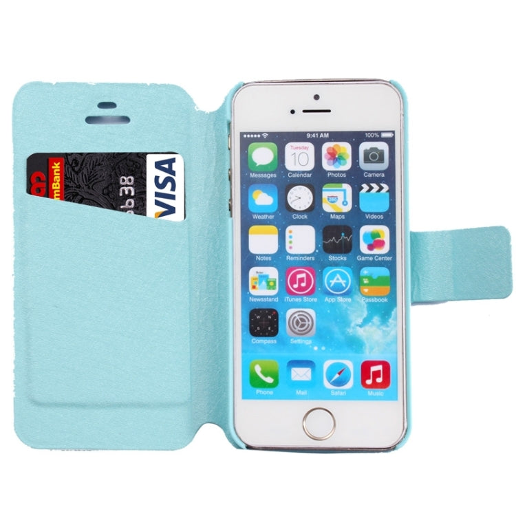 Silk Texture Leather Case with Credit Card Slot & Holder for iPhone 5 & 5