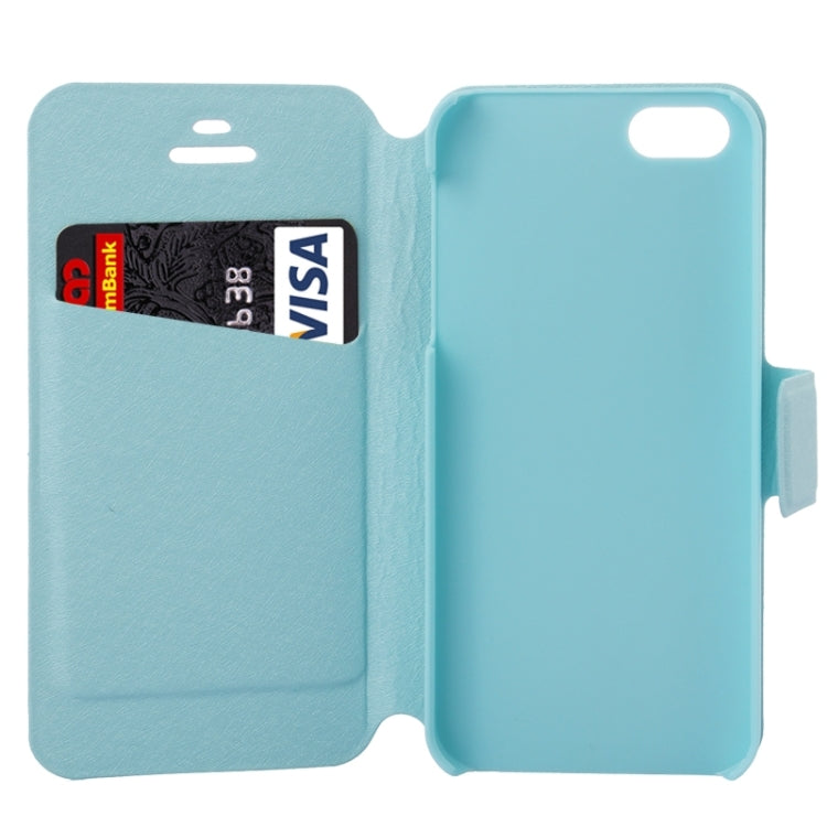 Silk Texture Leather Case with Credit Card Slot & Holder for iPhone 5 & 5