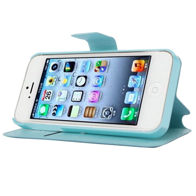 Silk Texture Leather Case with Credit Card Slot & Holder for iPhone 5 & 5
