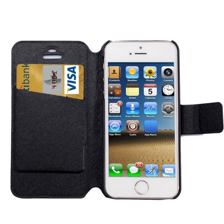 Silk Texture Leather Case with Credit Card Slot & Holder for iPhone 5 & 5