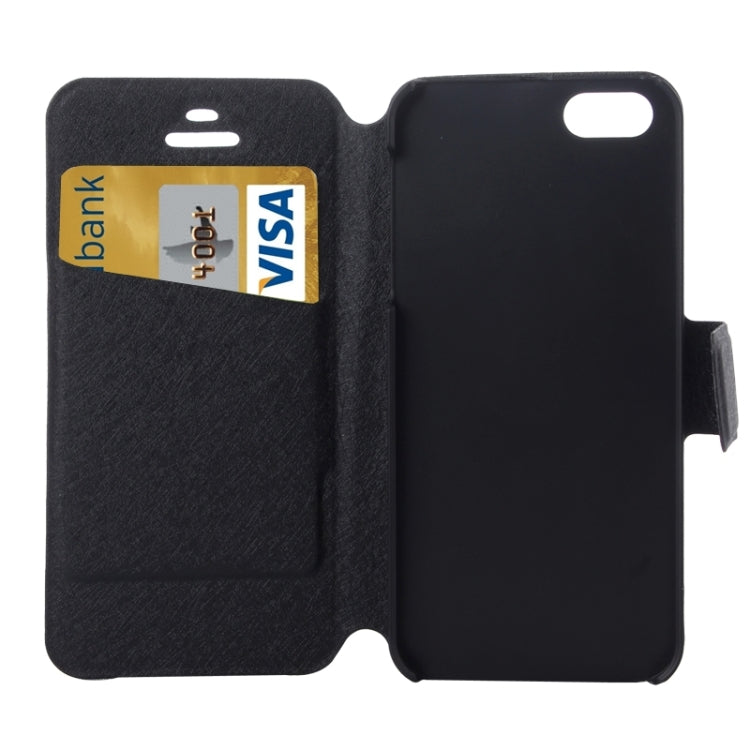 Silk Texture Leather Case with Credit Card Slot & Holder for iPhone 5 & 5