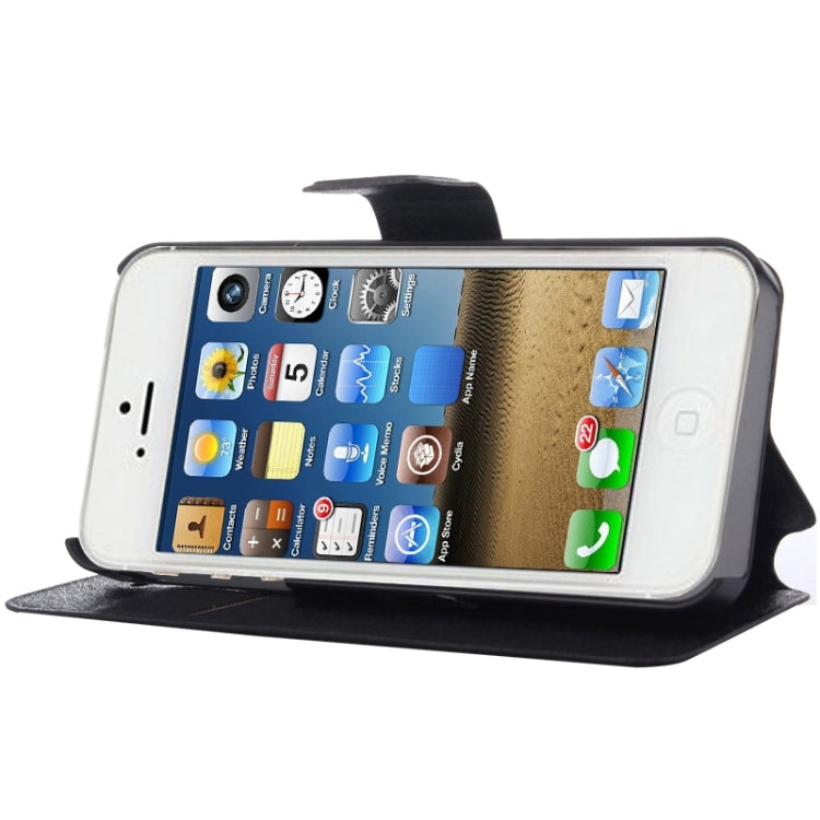 Silk Texture Leather Case with Credit Card Slot & Holder for iPhone 5 & 5