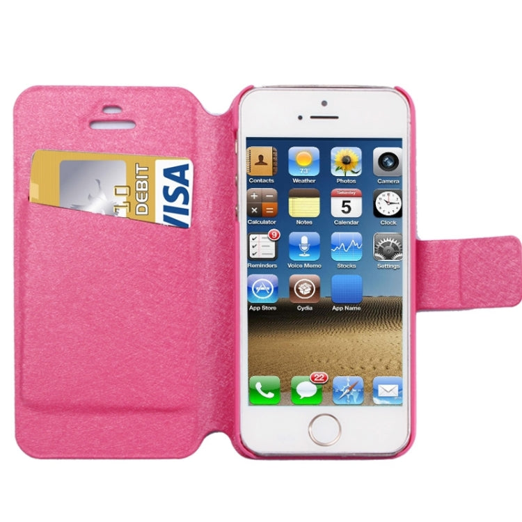 Silk Texture Leather Case with Credit Card Slot & Holder for iPhone 5 & 5