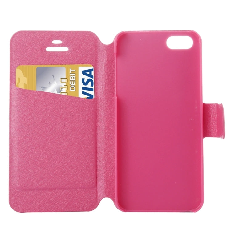 Silk Texture Leather Case with Credit Card Slot & Holder for iPhone 5 & 5