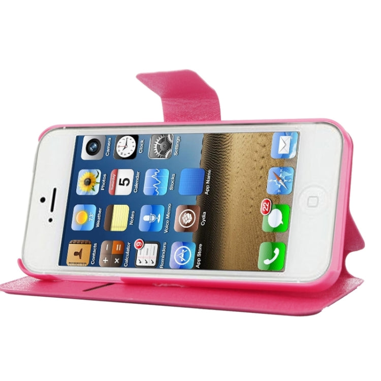 Silk Texture Leather Case with Credit Card Slot & Holder for iPhone 5 & 5