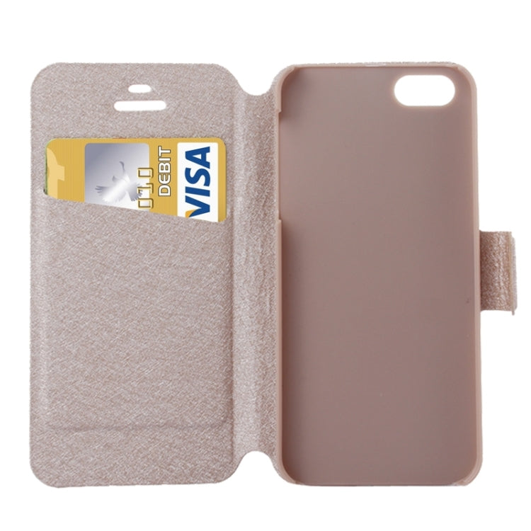 Silk Texture Leather Case with Credit Card Slot & Holder for iPhone 5 & 5