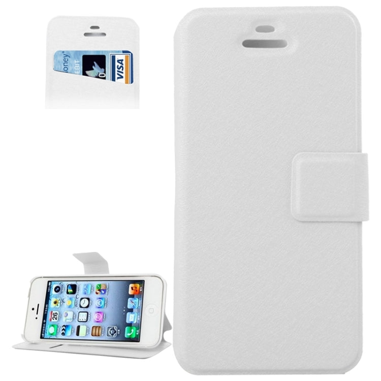 Silk Texture Leather Case with Credit Card Slot & Holder for iPhone 5 & 5