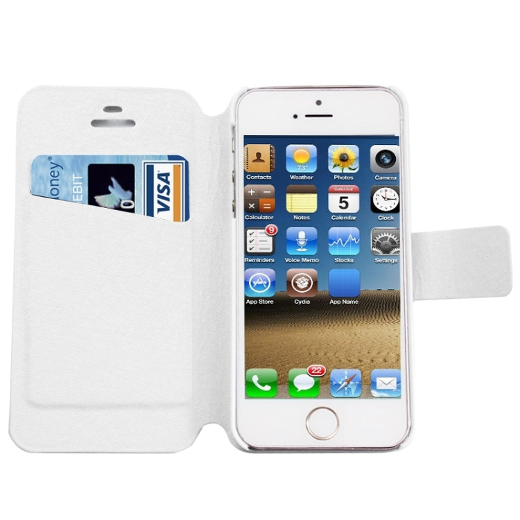 Silk Texture Leather Case with Credit Card Slot & Holder for iPhone 5 & 5