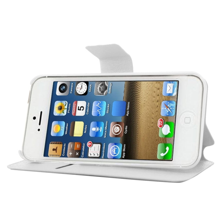 Silk Texture Leather Case with Credit Card Slot & Holder for iPhone 5 & 5