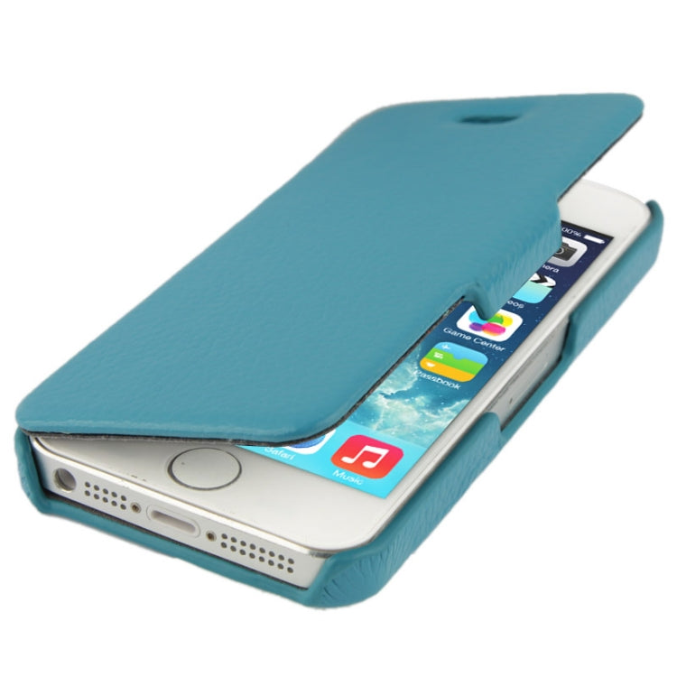 Thermal Styling Litchi Texture Flip Top-grain Genuine Leather Case for iPhone 5 & 5s & SE & SE