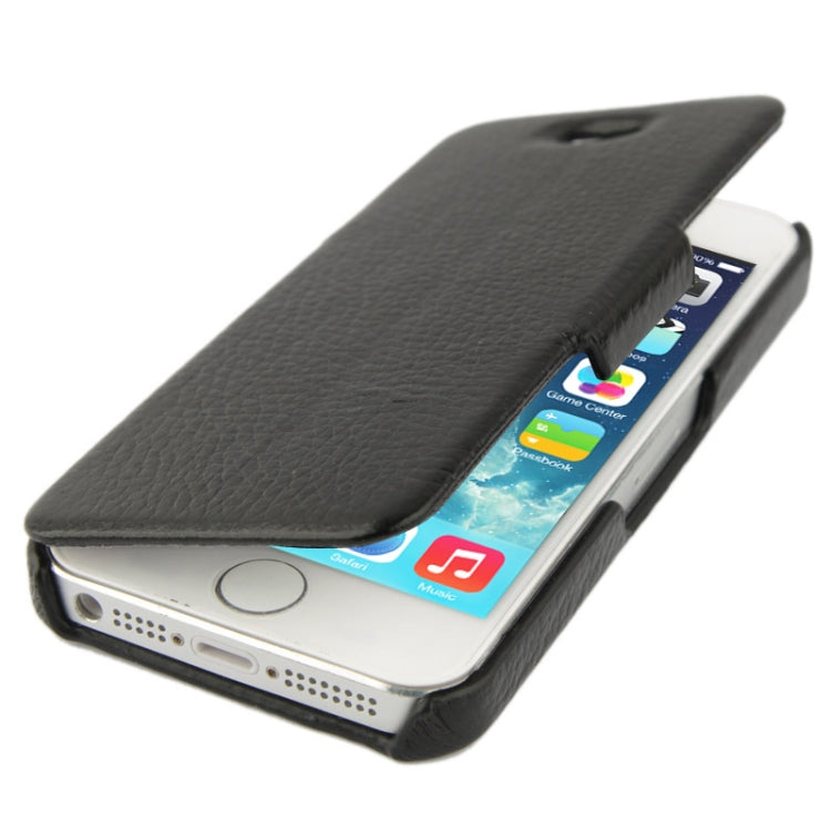 Thermal Styling Litchi Texture Flip Top-grain Genuine Leather Case for iPhone 5 & 5s & SE & SE