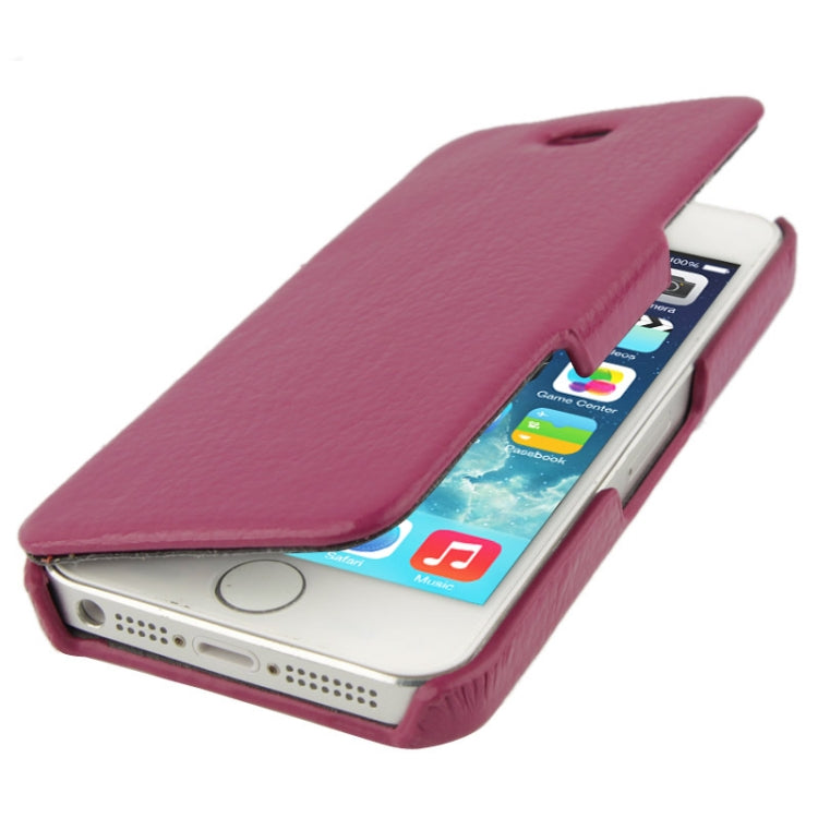 Thermal Styling Litchi Texture Flip Top-grain Genuine Leather Case for iPhone 5 & 5s & SE & SE