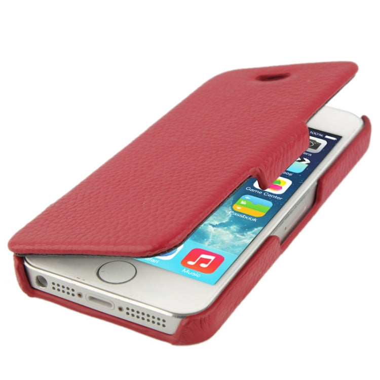 Thermal Styling Litchi Texture Flip Top-grain Genuine Leather Case for iPhone 5 & 5s & SE & SE