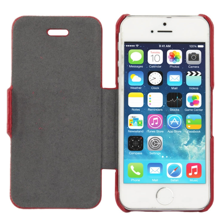 Thermal Styling Litchi Texture Flip Top-grain Genuine Leather Case for iPhone 5 & 5s & SE & SE