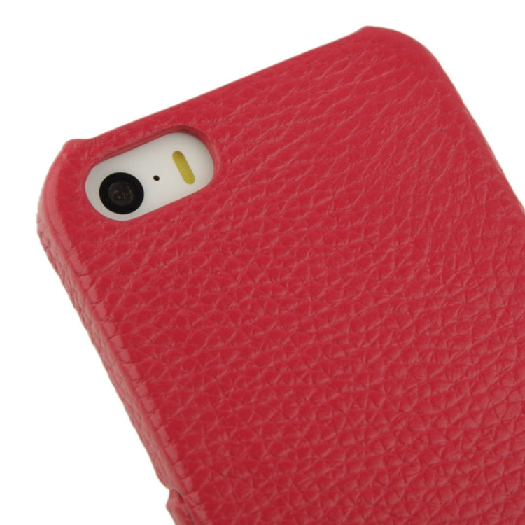 Thermal Styling Litchi Texture Flip Top-grain Genuine Leather Case for iPhone 5 & 5s & SE & SE