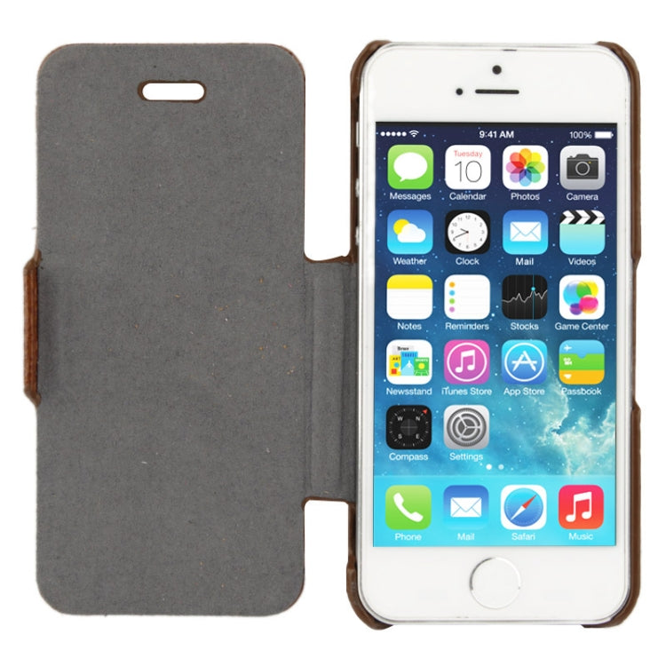 Thermal Styling Litchi Texture Flip Top-grain Genuine Leather Case for iPhone 5 & 5s & SE & SE