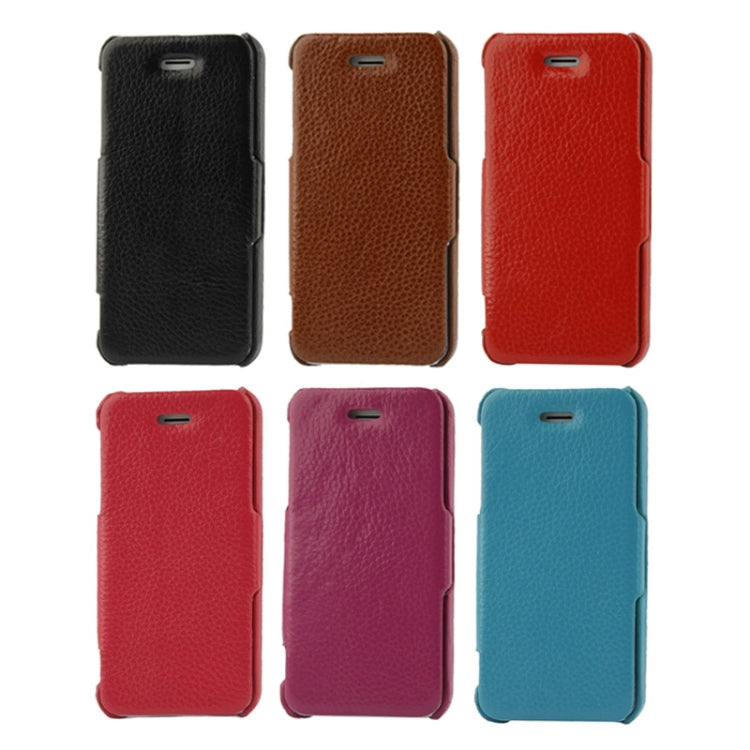 Thermal Styling Litchi Texture Flip Top-grain Genuine Leather Case for iPhone 5 & 5s & SE & SE
