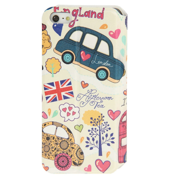 London Red Bus Pattern Leather Case with Credit Card Slot & Holder for iPhone 5 & 5s & SE & SE