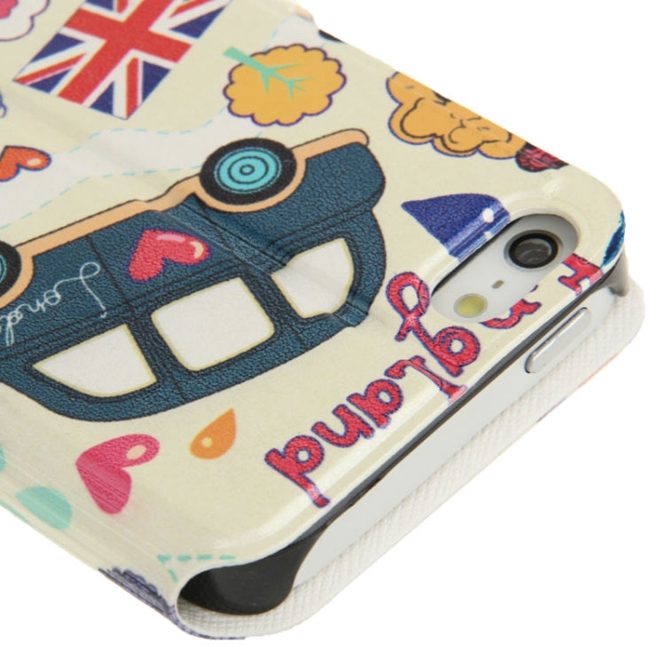 London Red Bus Pattern Leather Case with Credit Card Slot & Holder for iPhone 5 & 5s & SE & SE