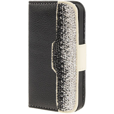 Diamond Encrusted Litchi Texture Horizontal Flip Leather Case with Credit Card Slots for iPhone 5 & 5S