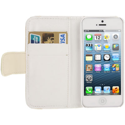 Diamond Encrusted Litchi Texture Horizontal Flip Leather Case with Credit Card Slots for iPhone 5 & 5S
