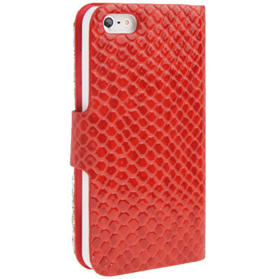 Diamond Encrusted Snakeskin Texture Horizontal Flip Leather Case with Credit Card Slots for iPhone 5 & 5S