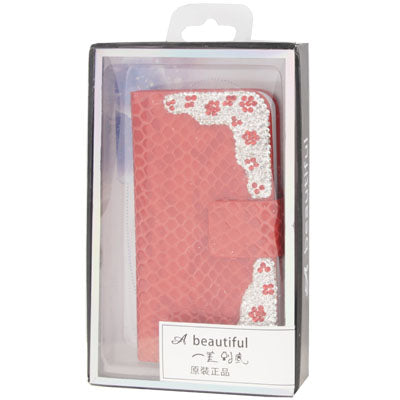 Diamond Encrusted Snakeskin Texture Horizontal Flip Leather Case with Credit Card Slots for iPhone 5 & 5S
