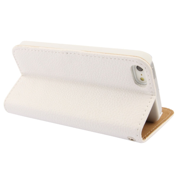 Golden Rivet Litchi Texture Horizontal Flip Leather Case with Credit Card Slots & Holder & Lanyard for iPhone 5 & 5s & SE & SE