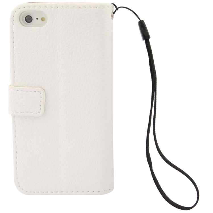 Golden Rivet Litchi Texture Horizontal Flip Leather Case with Credit Card Slots & Holder & Lanyard for iPhone 5 & 5s & SE & SE