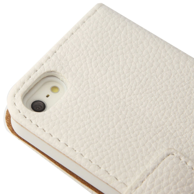 Golden Rivet Litchi Texture Horizontal Flip Leather Case with Credit Card Slots & Holder & Lanyard for iPhone 5 & 5s & SE & SE