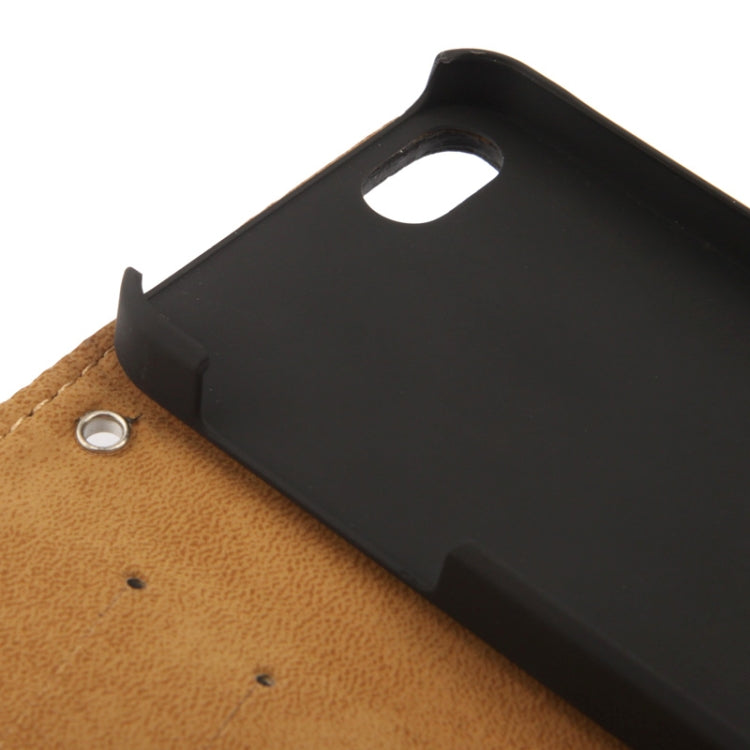 Golden Rivet Litchi Texture Horizontal Flip Leather Case with Credit Card Slots & Holder & Lanyard for iPhone 5 & 5s & SE & SE