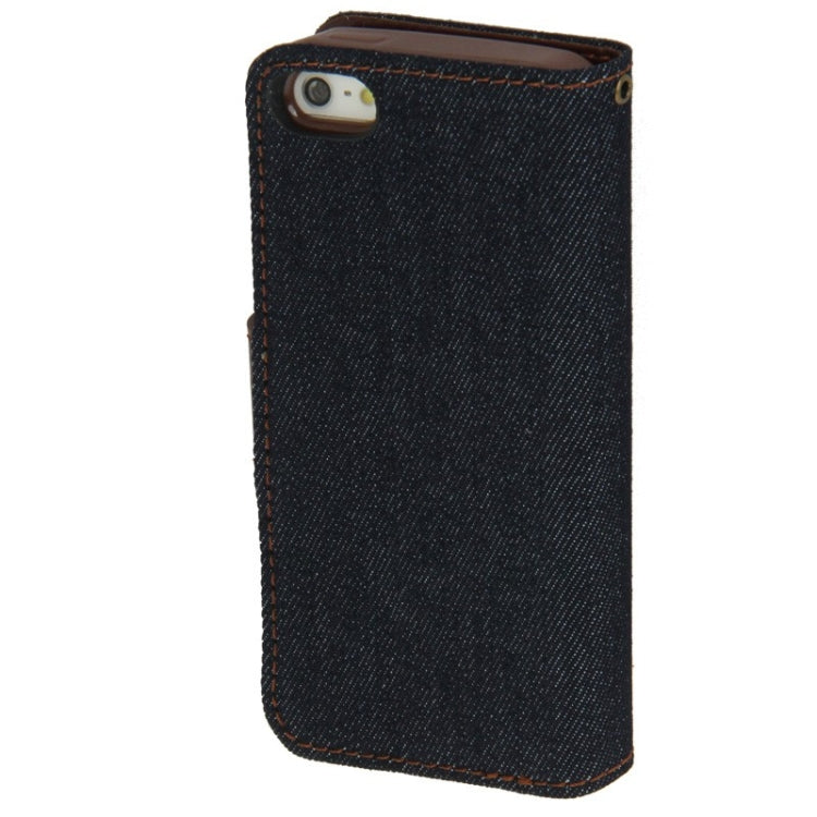 Denim Texture Horizontal Flip Leather Case with Holder & Credit Card Slots for iPhone 5 & 5s & SE & SE