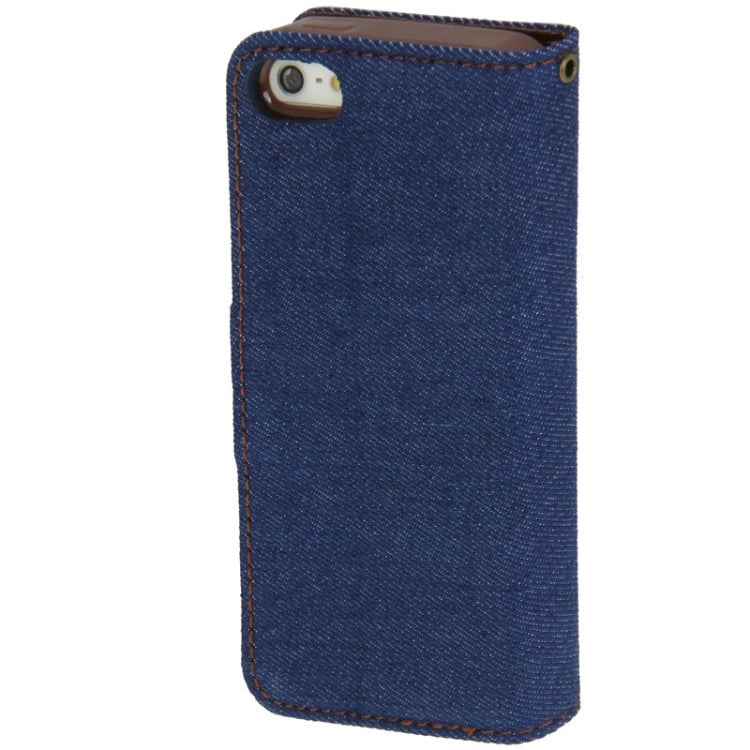 Denim Texture Horizontal Flip Leather Case with Holder & Credit Card Slots for iPhone 5 & 5s & SE & SE