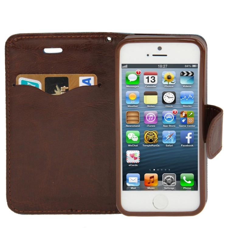 Denim Texture Horizontal Flip Leather Case with Holder & Credit Card Slots for iPhone 5 & 5s & SE & SE